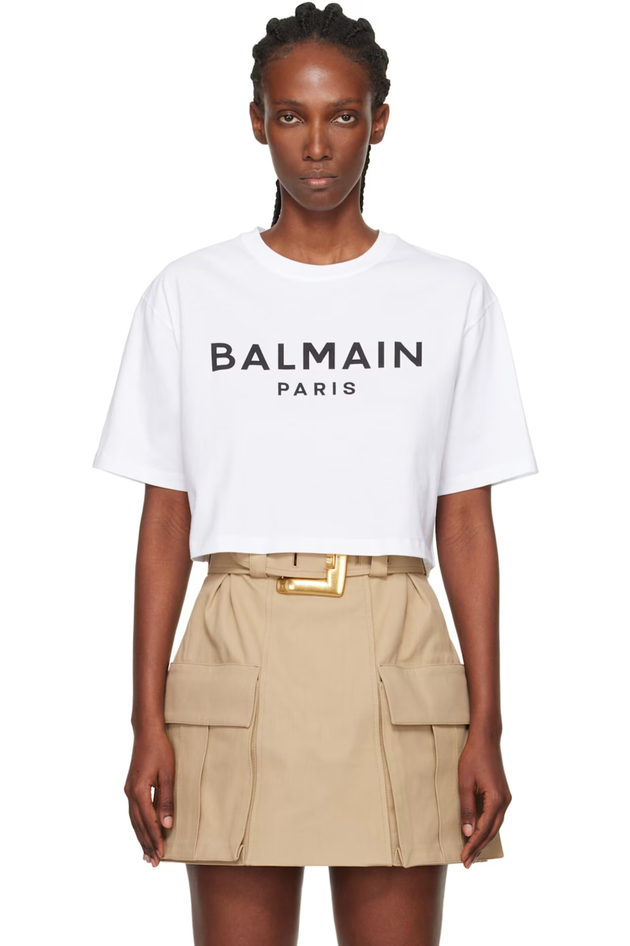 White 'Balmain Paris' Print T-shirt | SSENSE