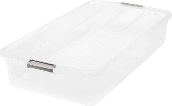 IRIS USA 50 Qt Plastic Under Bed Storage Bin with Lids and Durable Buckles, Multi-Purpose Contain... | Amazon (US)