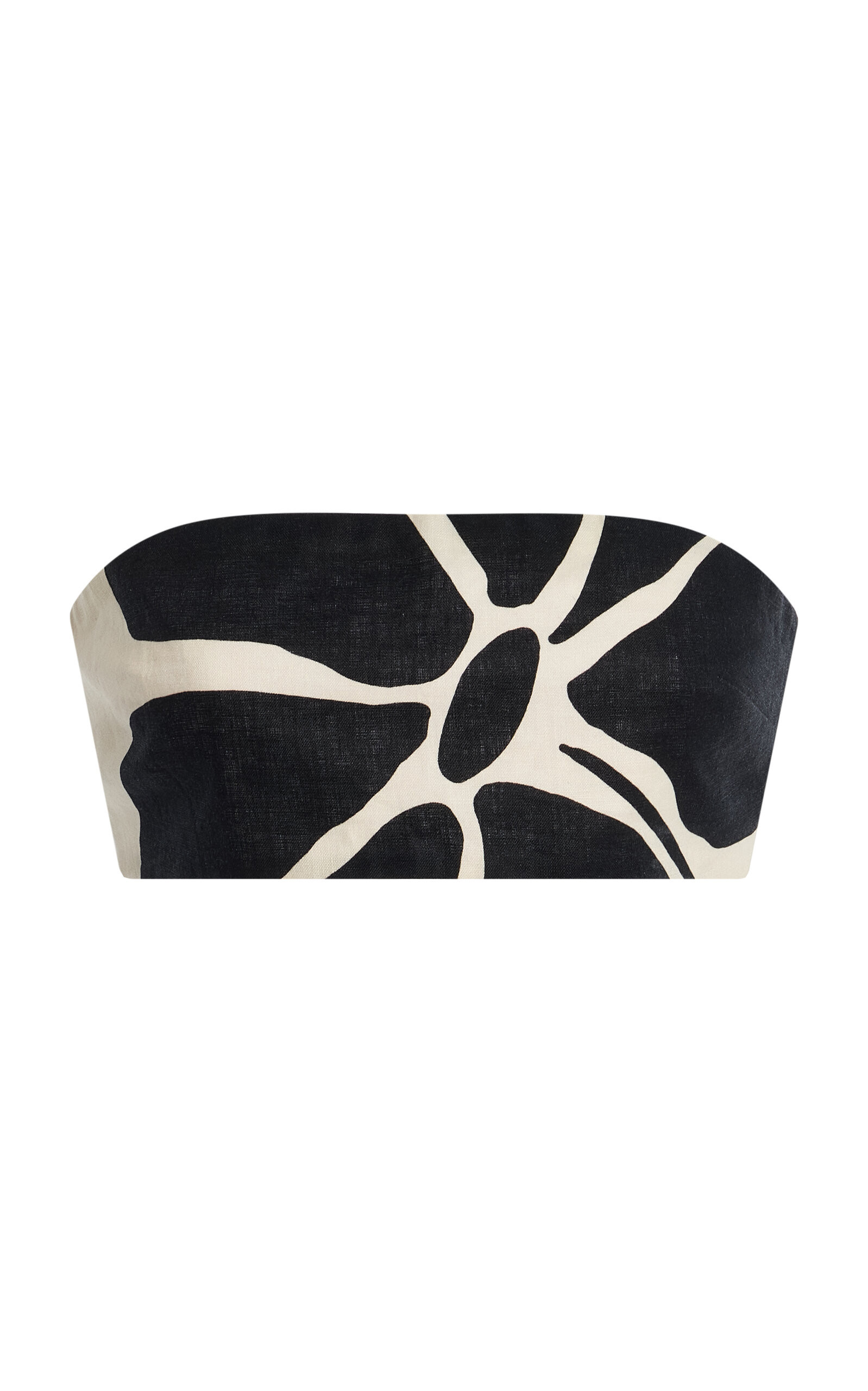 Cala de la Cruz - Santa Cruz Printed Linen Bandeau Top - Black/white - L - Moda Operandi | Moda Operandi (Global)