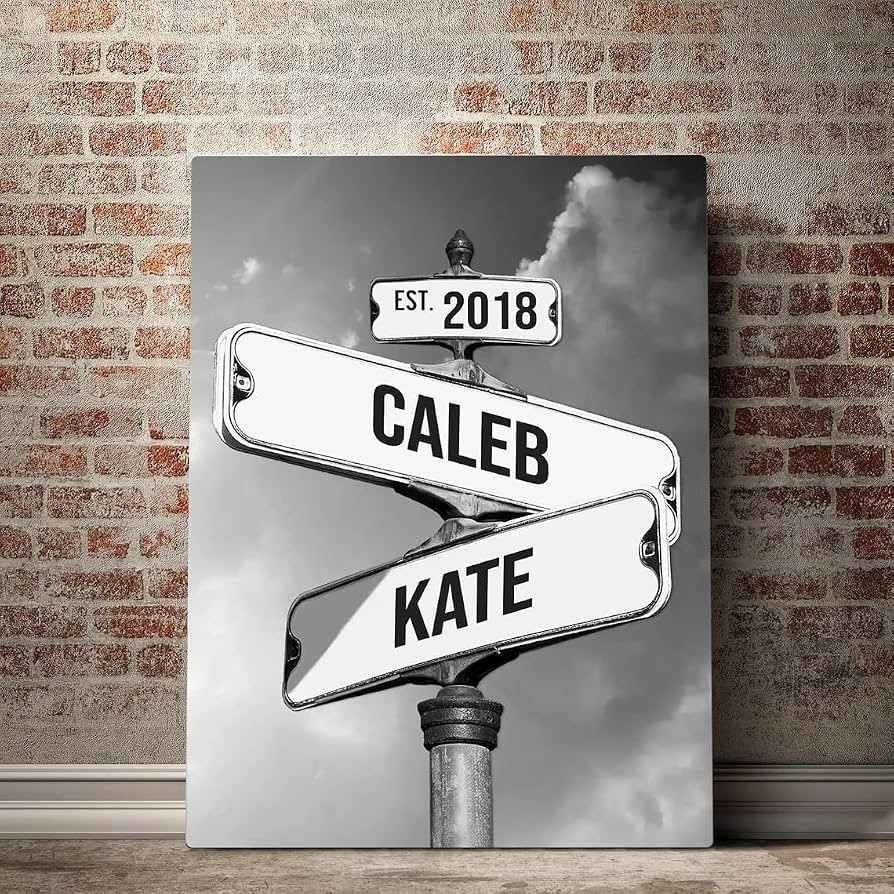 Personalized Crossroads Street Sign For Couples, Custom Name And Date Vintage Street Sign Canvas ... | Amazon (US)