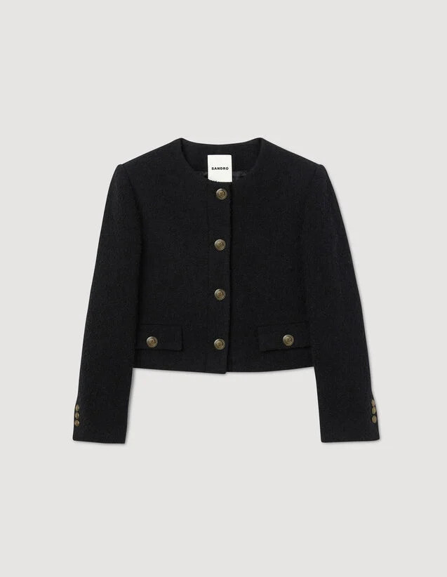 Cropped bouclé wool jacket | Sandro-Paris US