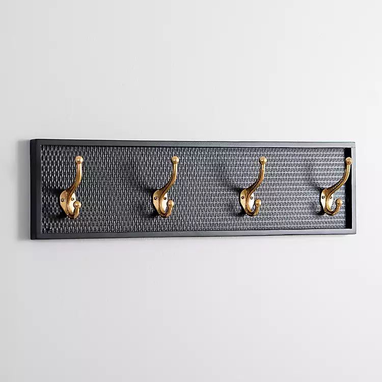 Black Wood and Gold Metal Wall Hooks | Kirkland's Home