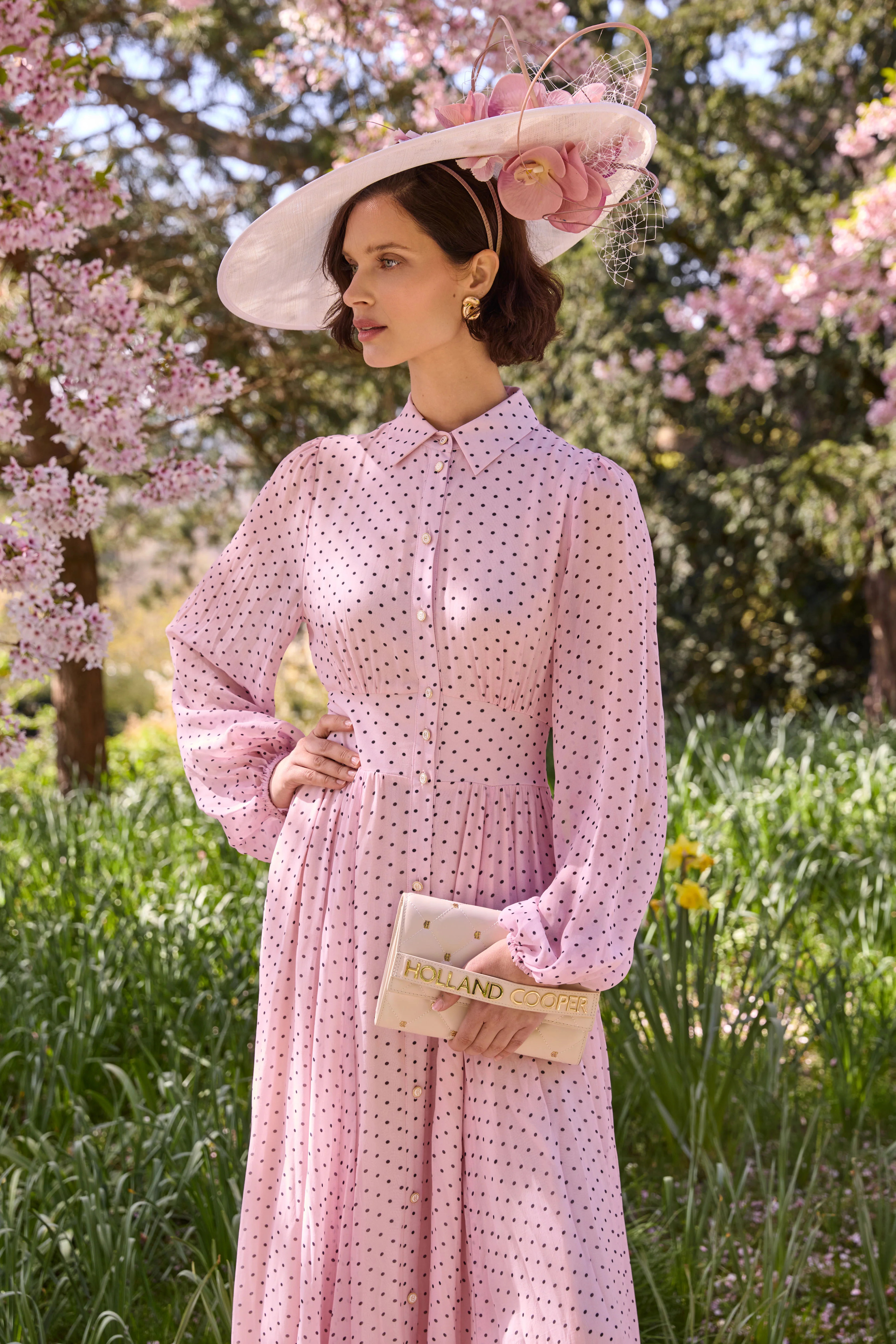 Paros Shirt Dress (Pink Polka Dot) | Holland Cooper