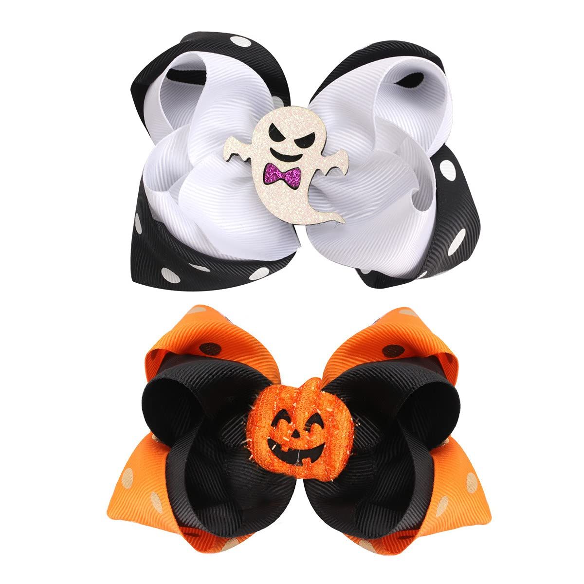 Amazon.com : Kids Halloween Hair Bows Novelty 2 Layers Bowknots Boutique Alligator Hair Clips Gho... | Amazon (US)