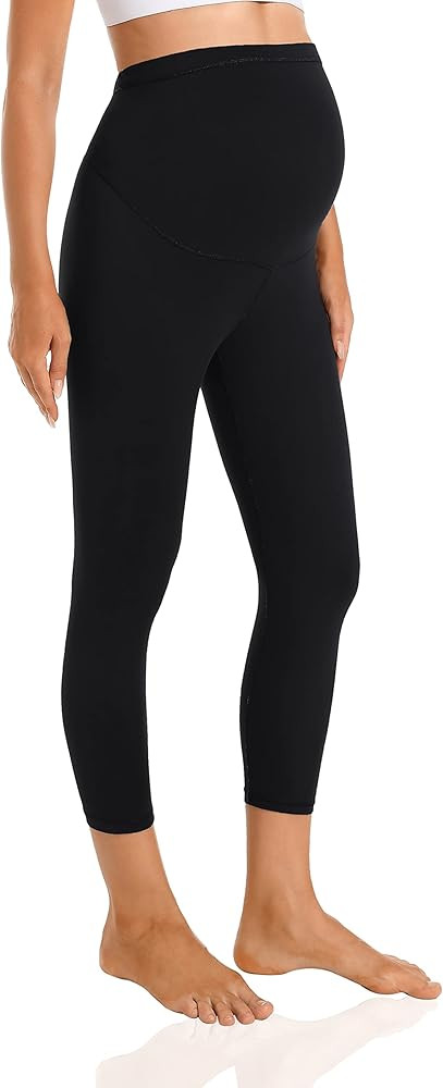 Foucome Women's Maternity Capri Leggings Over The Belly Pregnancy Active Workout Yoga Pants | Amazon (US)