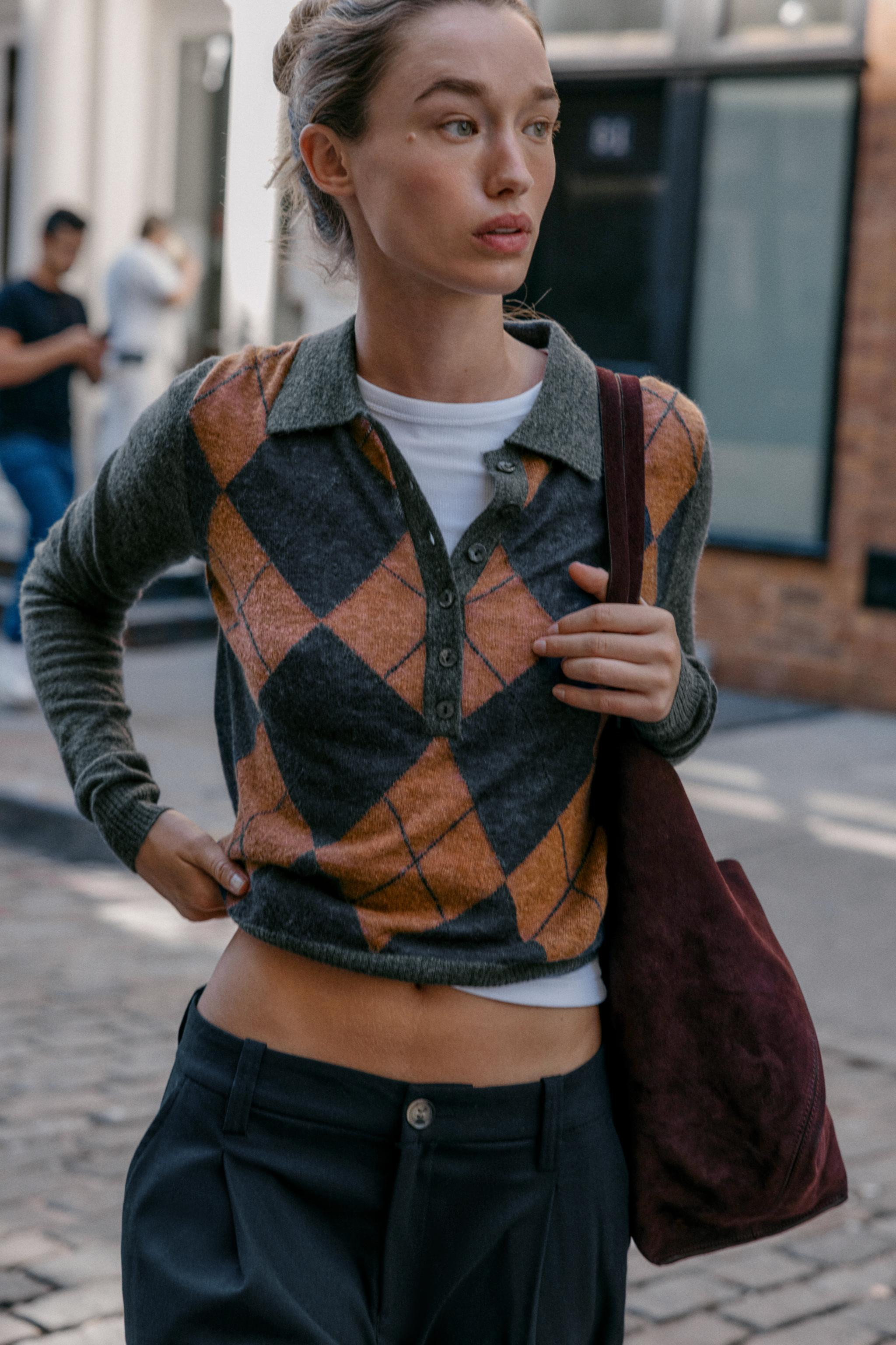 DIAMOND KNIT POLO SWEATER | Zara US