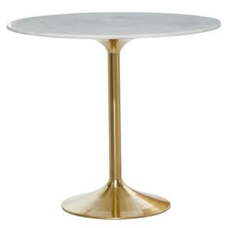 LITTON LANE 35 in. White Round Metal Contemporary Dining Table-99391 - The Home Depot | The Home Depot