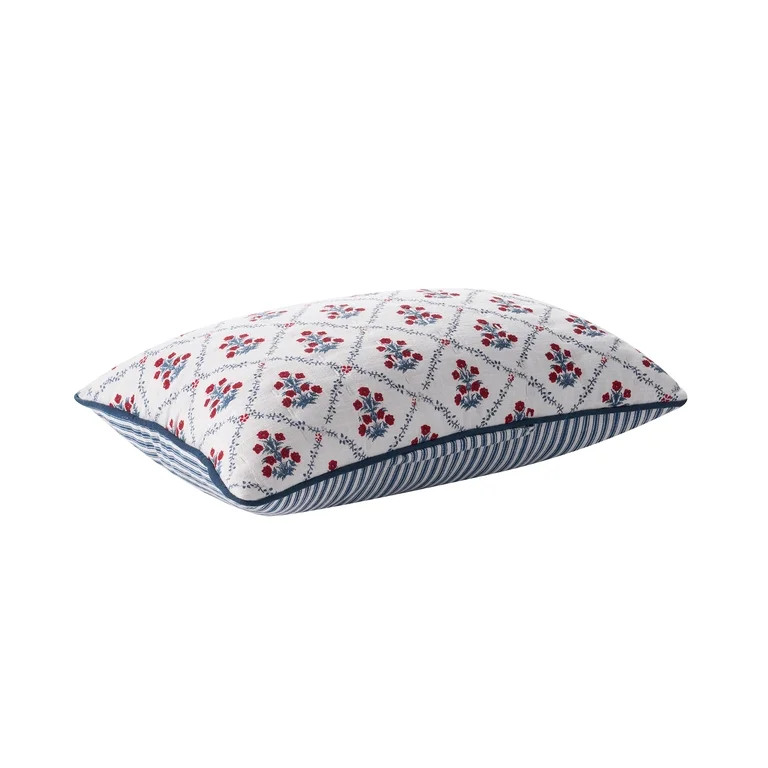 Poppy Trellis Decorative Pillow, Red/White/Blue, 19" x 13", by My Texas House | Walmart (US)