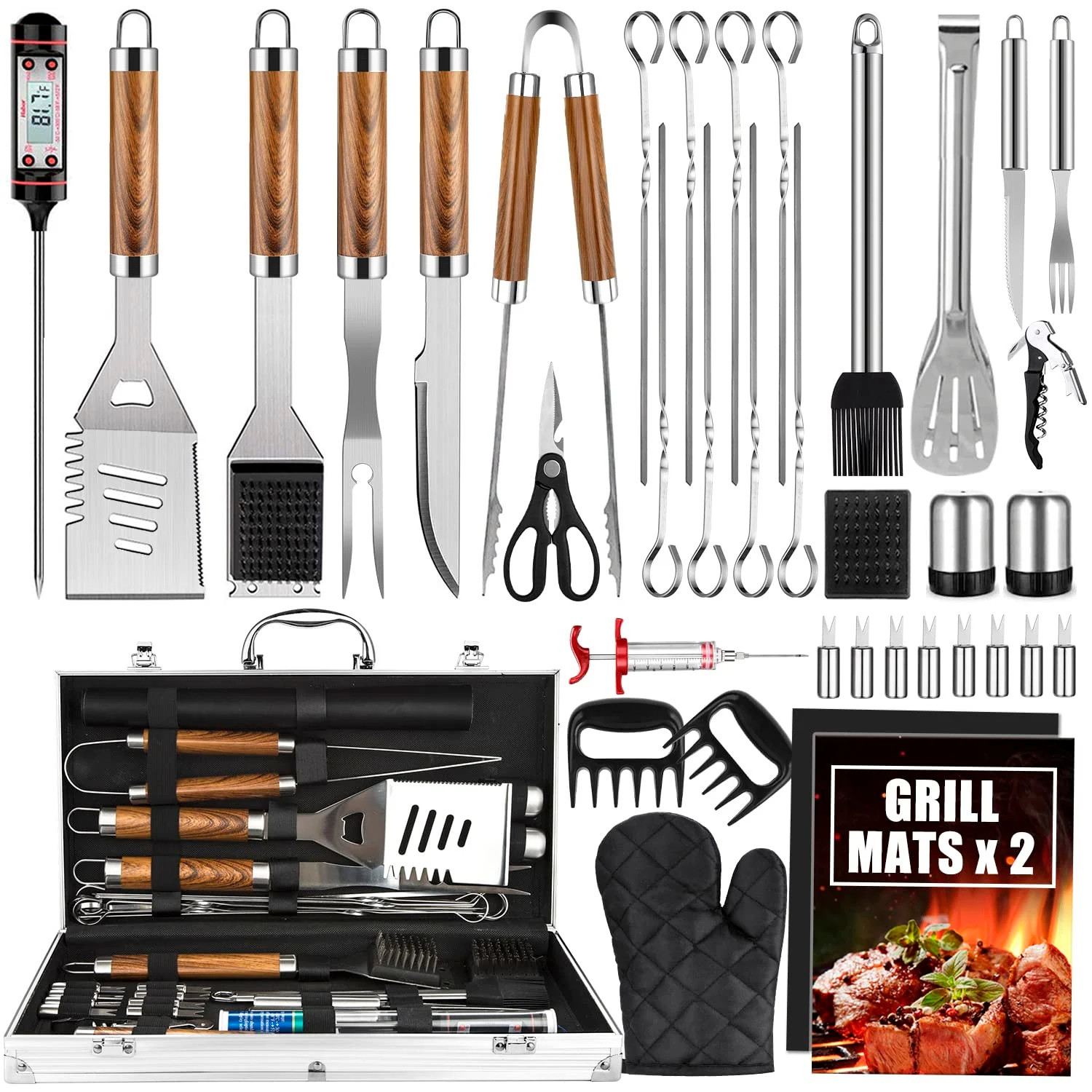BBQ Grill Utensils Set, 38Pcs Stainless Steel Grill Tools Grilling Accessories with Barbecue Mats, Aluminum Case, Thermometer | Bed Bath & Beyond