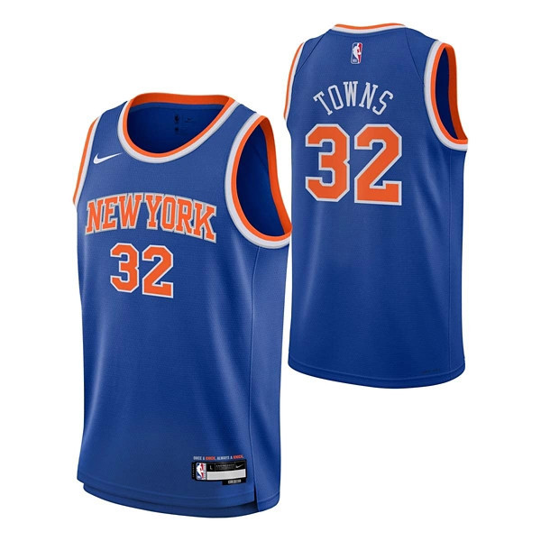 Kids' New York Knicks Karl-Anthony Towns #32 Nike Icon Edition Swingman Jersey Medium Blue | Scheels