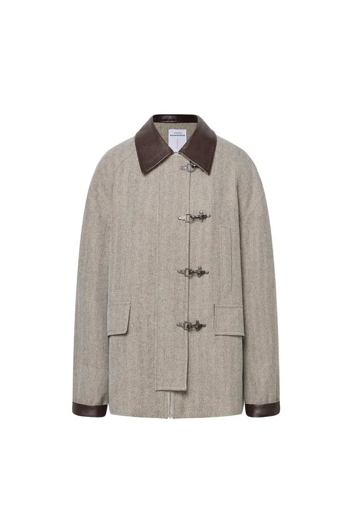 Boxy Style Utility Jacket in Heathered Herringbone | Fabrique