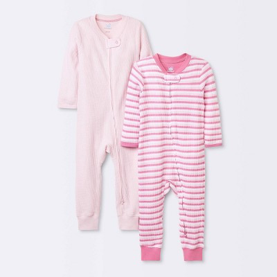 Baby 2pk Waffle Romper - Cloud Island™ Pink | Target
