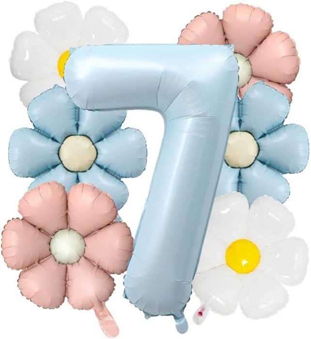 Daisy 7th Birthday Party Decorations Balloon,40inch Light Blue Number Balloon 7，Daisy Birthday ... | Amazon (US)
