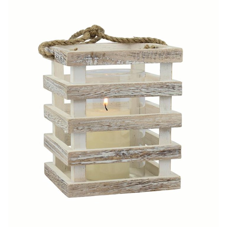 Small Weathered White Beach House Candle Lantern | Walmart (US)