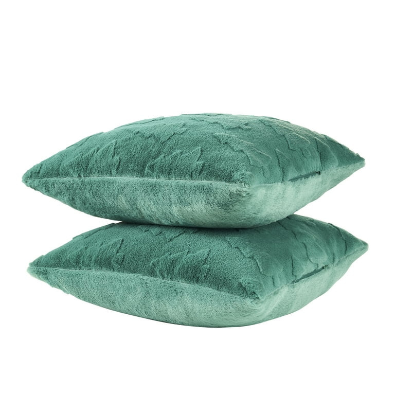 Mainstays 18" x 18" Green Faux Fur Trees Decorative Pillows (2 Count) | Walmart (US)