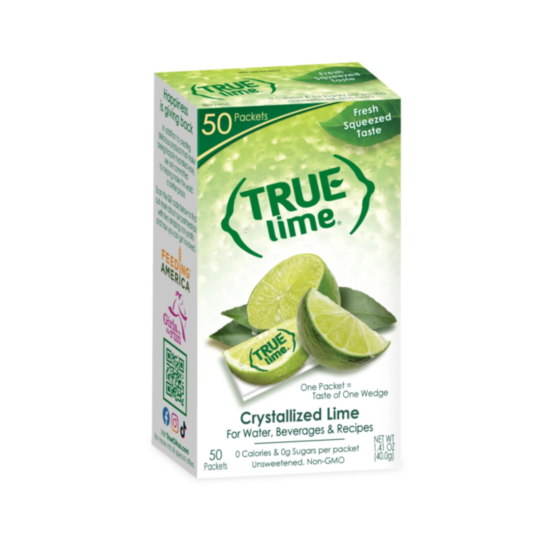 True Lime Crystallized Water Enhancer Powder, 0 Calorie Lime Flavor, 1.41 oz., 50 Count Packets | Walmart (US)
