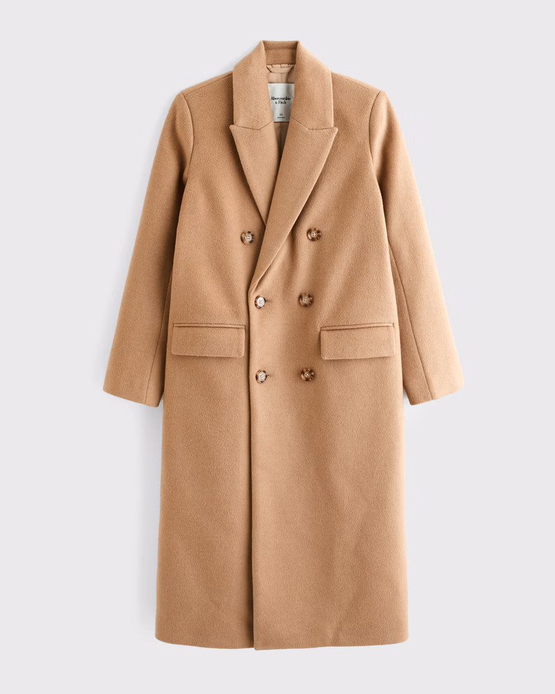 Wool-Blend Double-Breasted Coat | Abercrombie & Fitch (US)