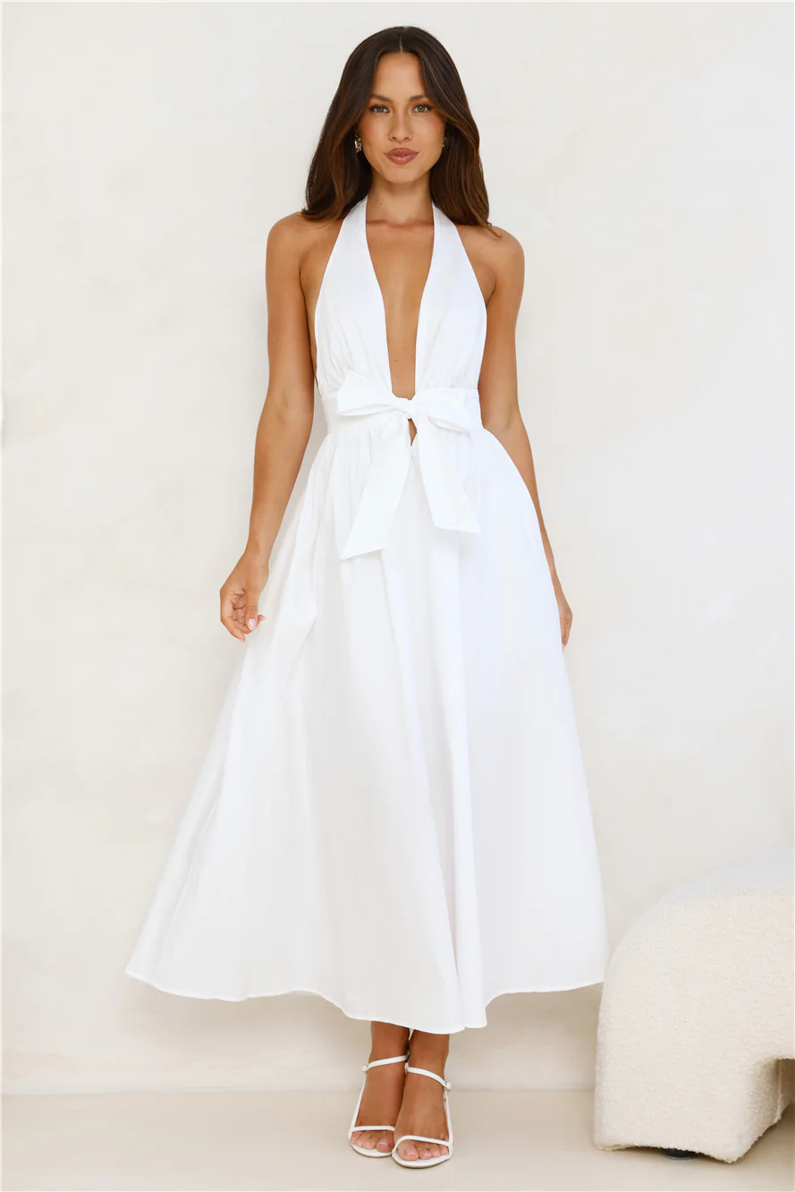 Moonlit Reverie Halter Midi Dress White | Hello Molly (US)