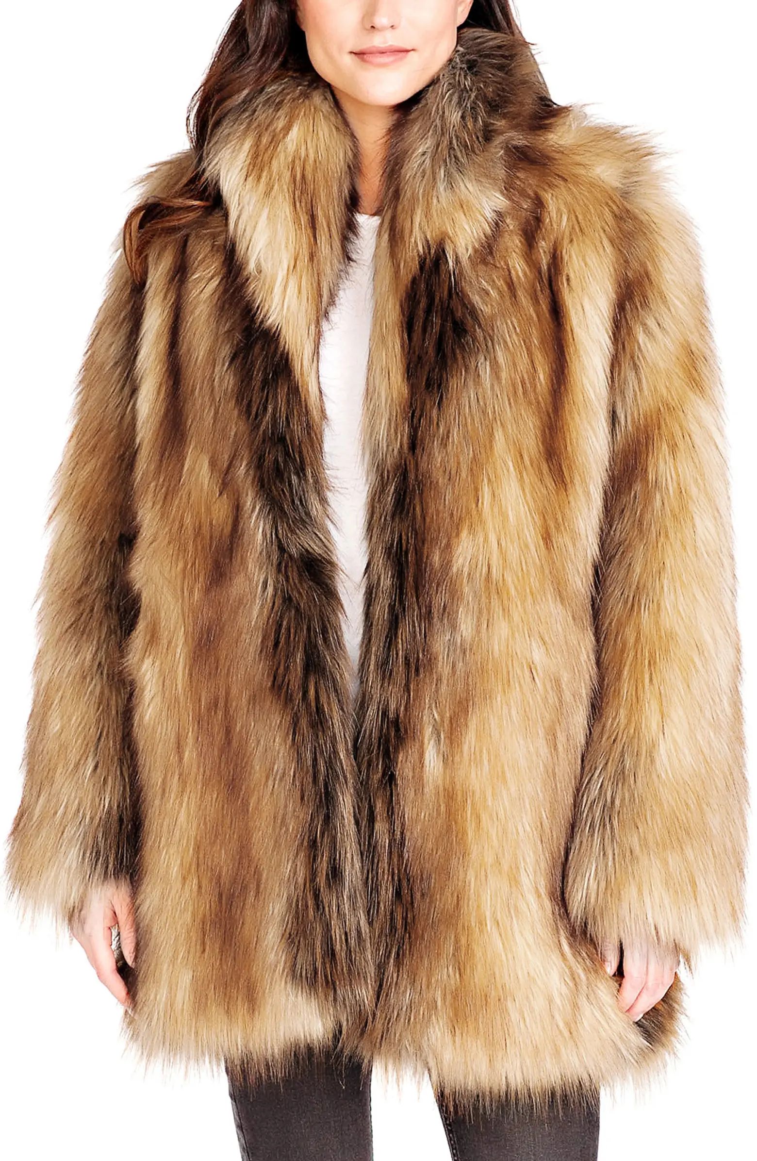 Shawl Collar Faux Fur Coat | Nordstrom