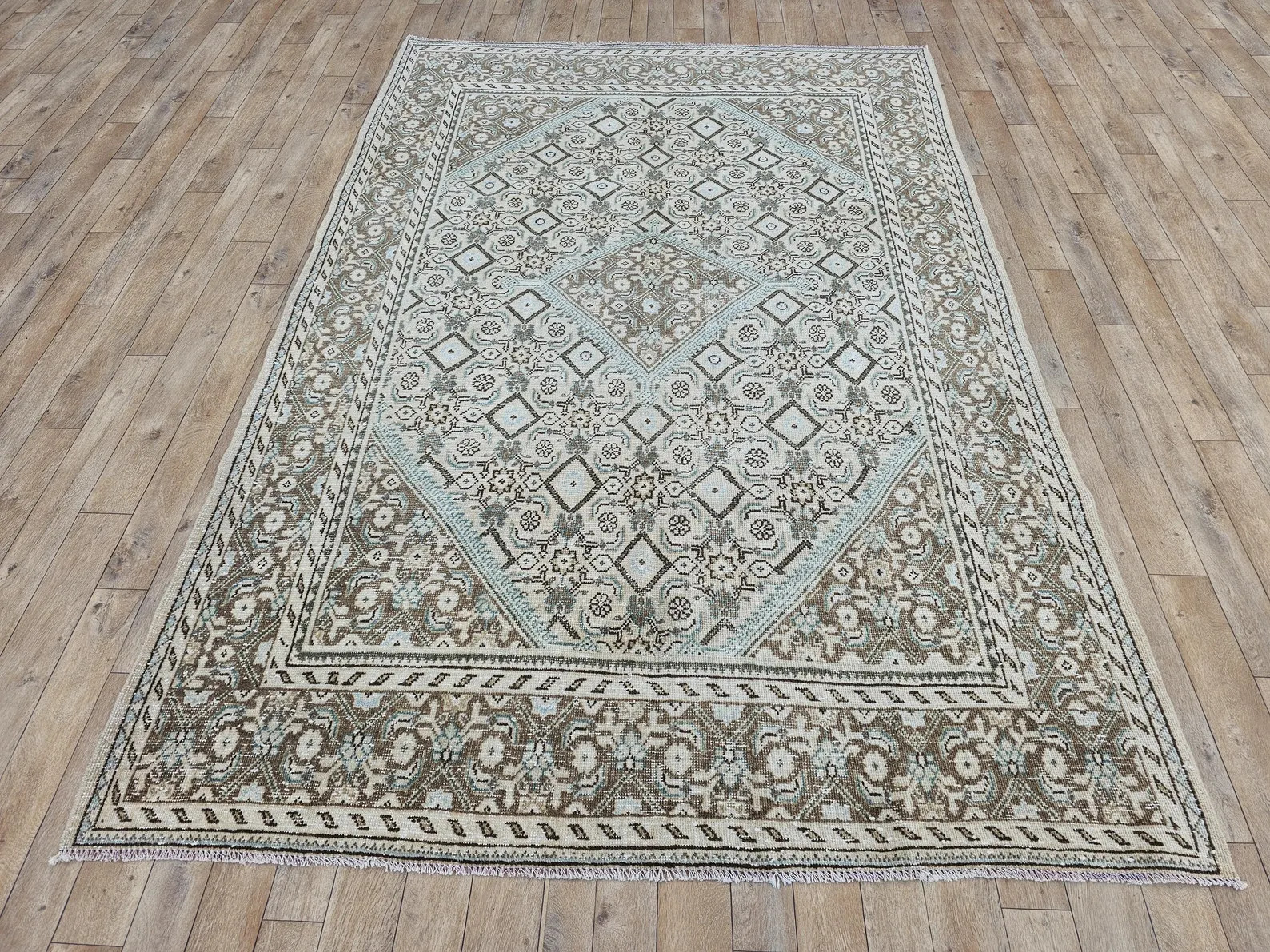 7x10 Antique Rug, Vintage Mahal Rug, Soft Neutral Rug, Unique Bedroom Rug, Handmade Beige Rug, Lo... | Etsy (US)