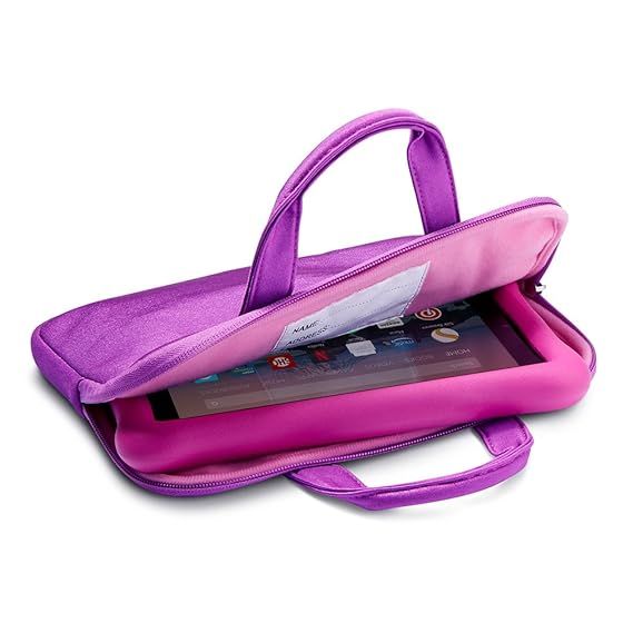 NuPro Zipper Sleeve for Fire 7 Kids Edition Tablet and Fire HD 8 Kids Edition Tablet, Purple/Pink | Amazon (US)