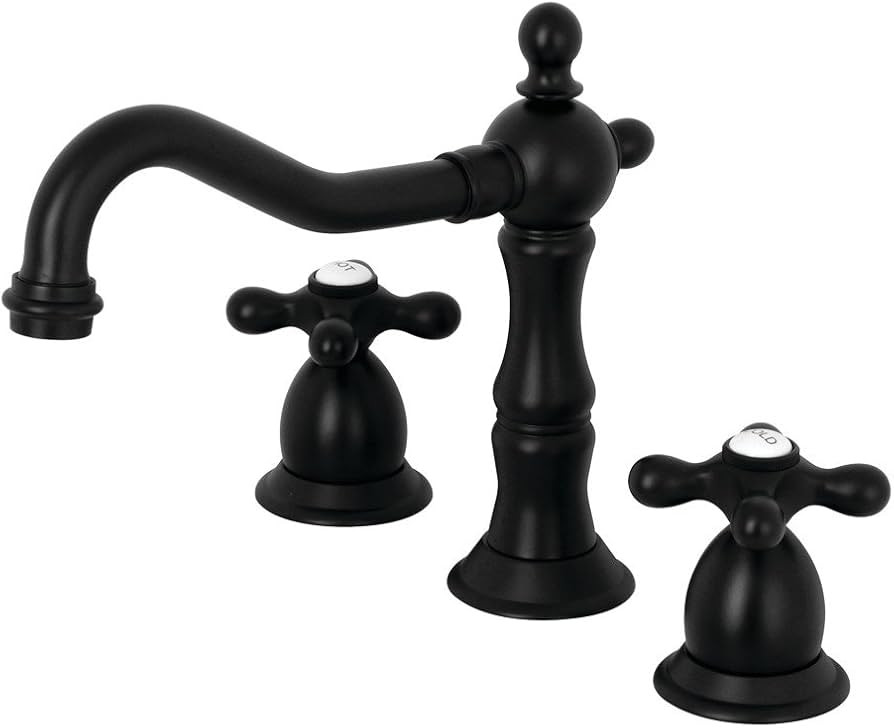 Kingston Brass KS1970AX Heritage Widespread Bathroom Faucet, Matte Black,8 x 7.56 x 7.44 | Amazon (US)