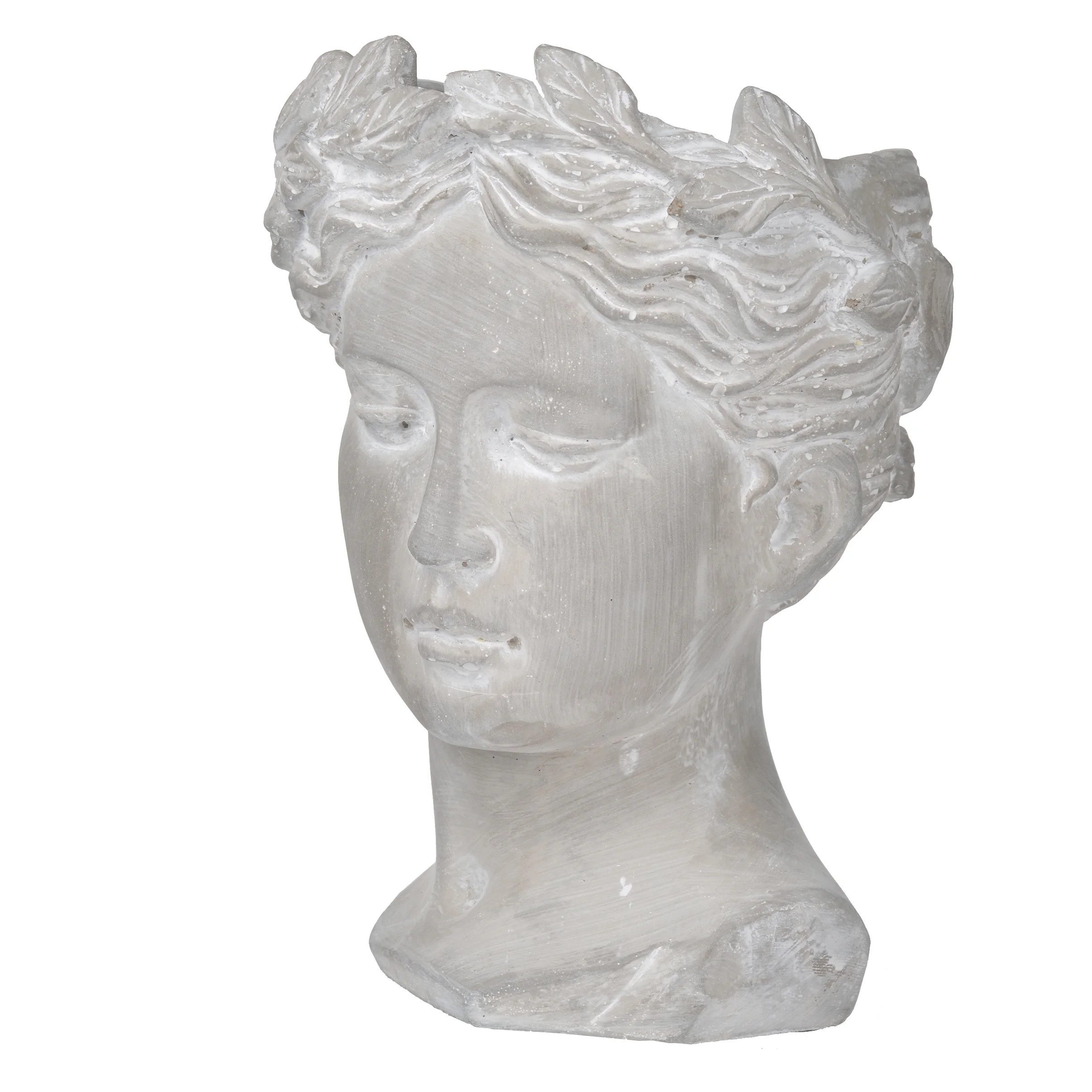 Girl Bust Planter Indoor Outdoor Décor - Cement Pot Woman Face Greek Sculpture Flower Hair 6" x ... | Walmart (US)