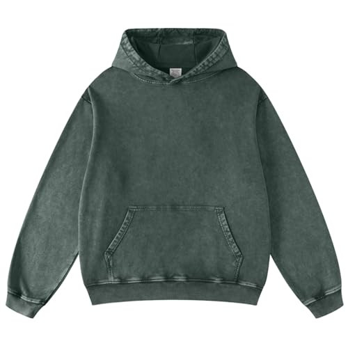 FAIABLE Mens Womens Oversized Acid Wash Hoodie Unisex Cotton Heavyweight Sweatshirt Vintage Terry Distressed Hoodies Tops for Men Women Couples Streetwear Fall Winter 2026 Grey | Amazon (US)