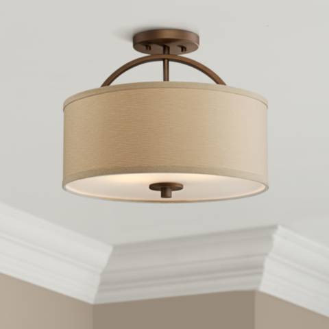 Possini Euro Halsted 15" Wide Brushed Bronze Ceiling Light | LampsPlus.com