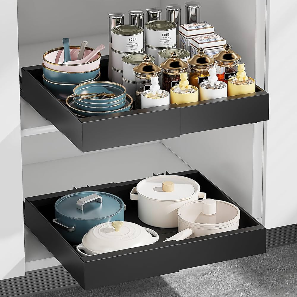 Expandable Pull Out Cabinet Organizer 1 Pack, Slide Out Drawers for Kitchen Cabinets, Pull Out St... | Amazon (US)