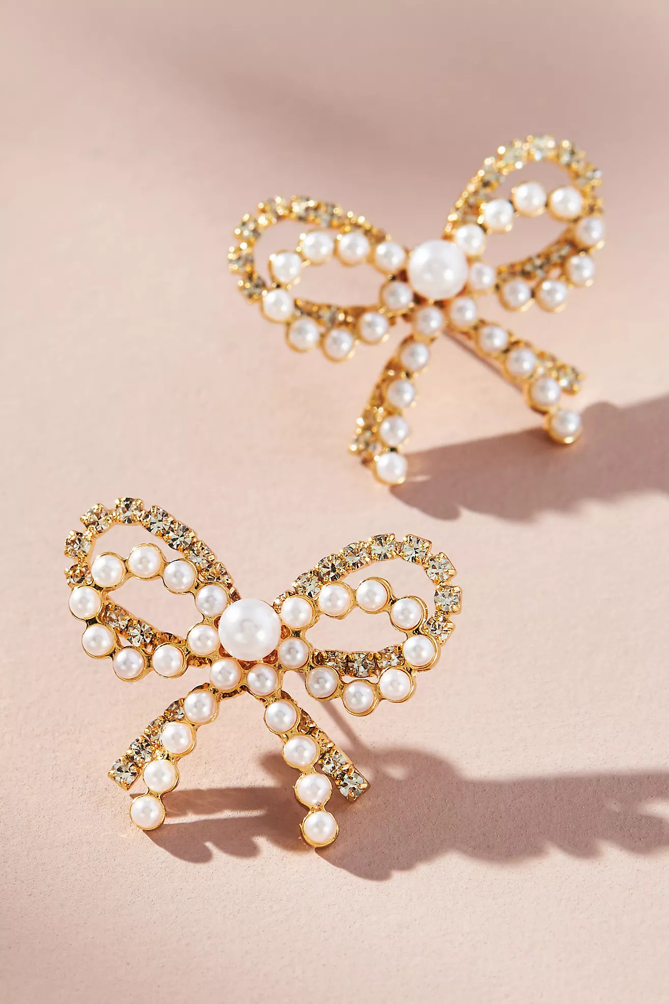Crystal Pearl Bow Earrings | Anthropologie (US)