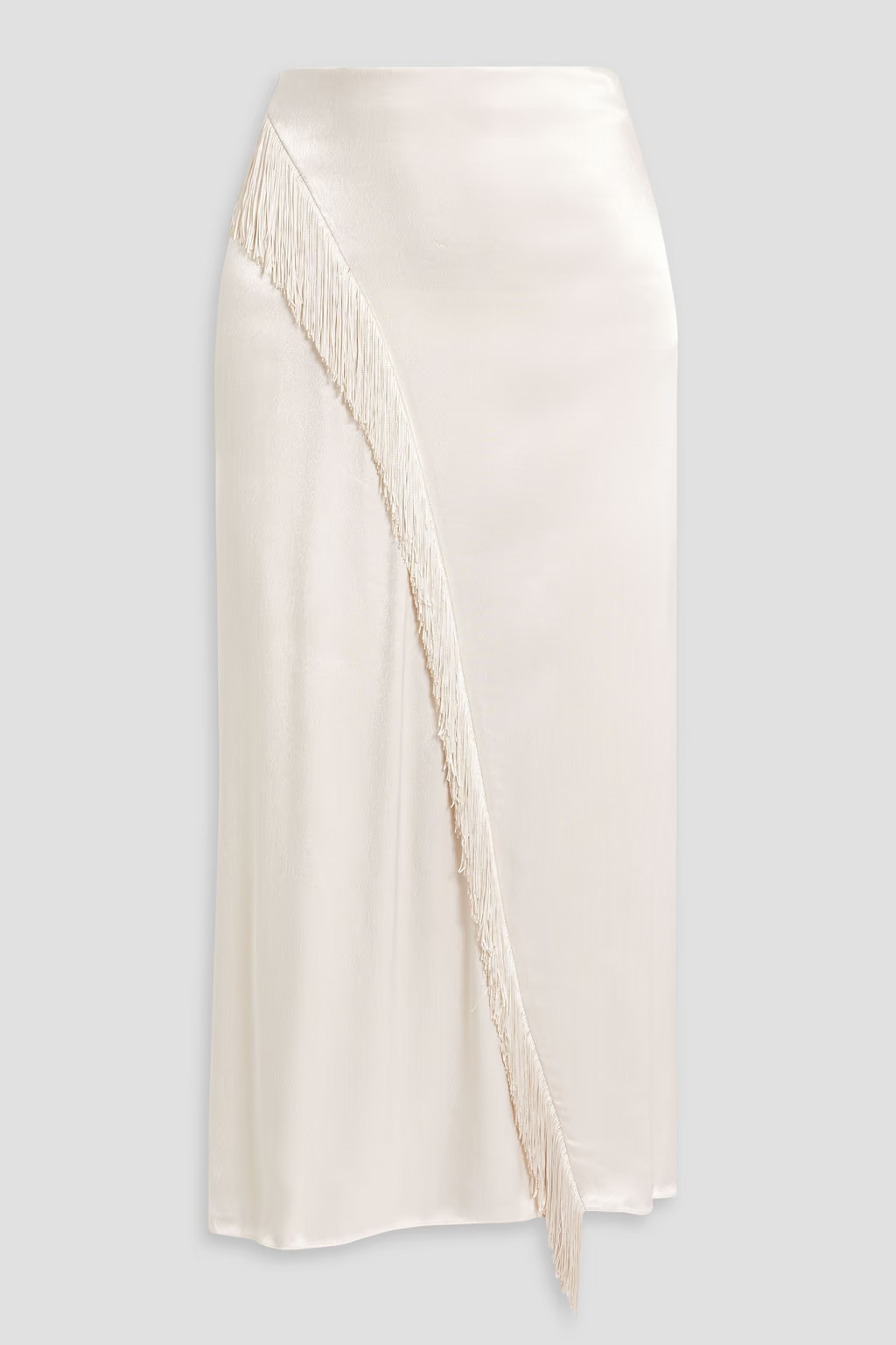Fringed satin midi skirt | The Outnet (US and CA)