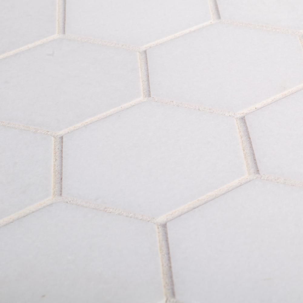 Dream Hex White 10.875 in. x 9.5 in. x 8 mm Honed Natural Stone Mosaic Floor and Wall Tile | The Home Depot