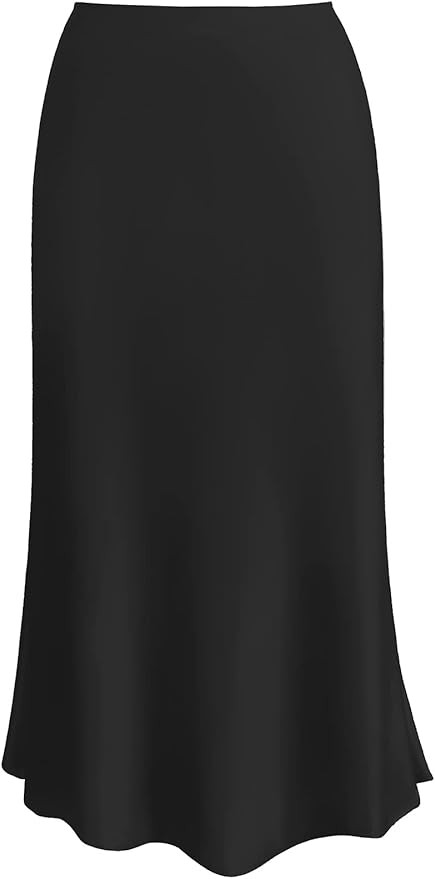 Womens Leopard Print Skirt Midi Long Length Silk Satin High Waist Elastic Skirts | Amazon (US)