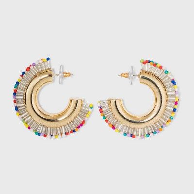 SUGARFIX by BaubleBar Beaded Fringe Huggie Hoop Earrings | Target