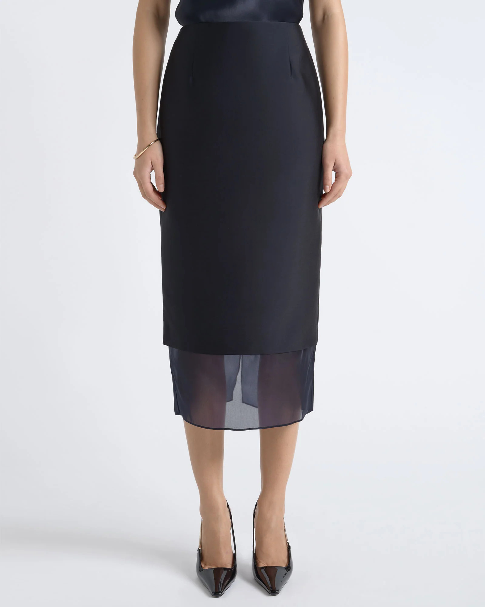 Silk Organza Contrast Midi Skirt | Cue AU