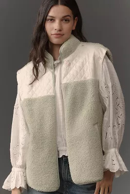 Flat White Sherpa Quilted Vest | Anthropologie (US)