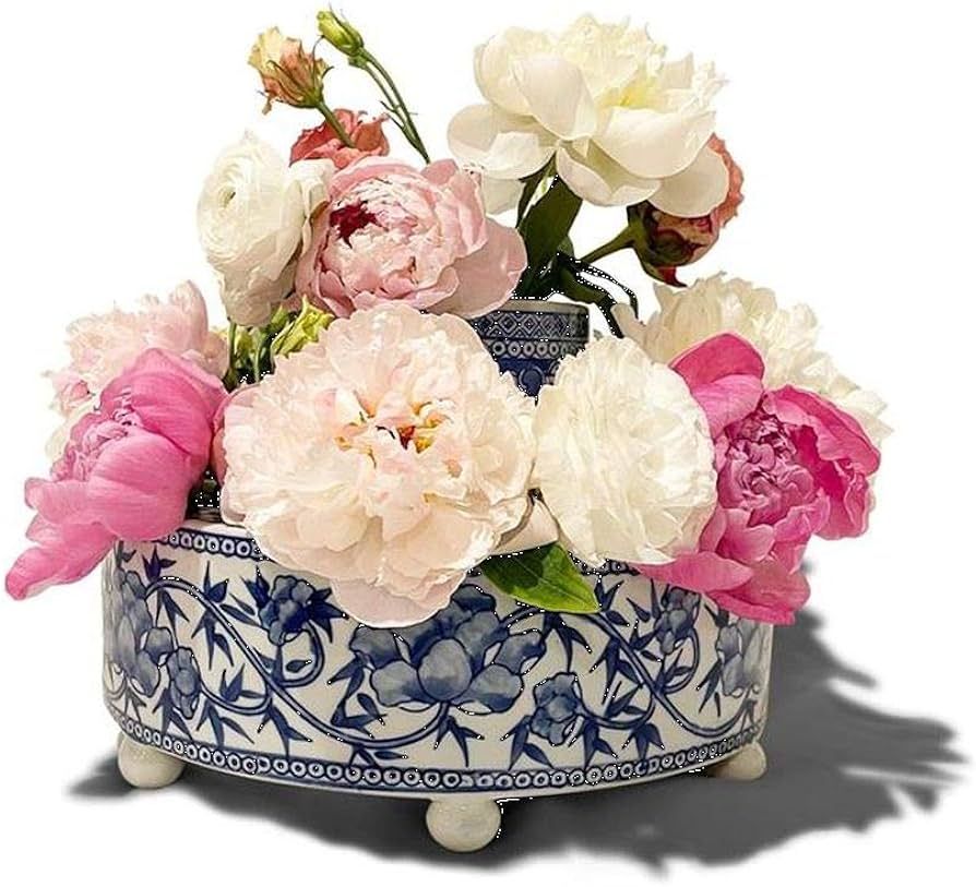 Two's Company Blue and White Pavilion 3-Piece Floral Arranger Set, Porcelain | Amazon (US)