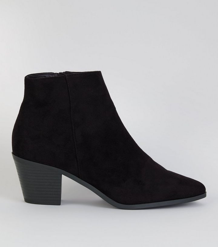 Black Suedette Western Ankle Boots | New Look (UK)