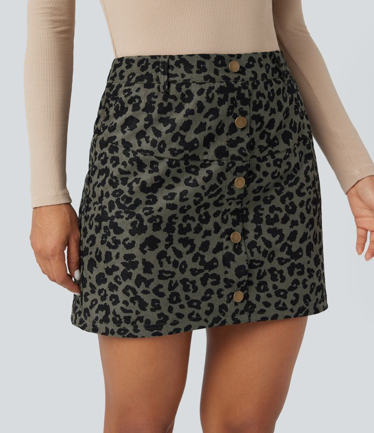 Women’s High Waisted 2-in-1 Leopard Print Mini Casual Skirt with Pocket - Halara | HALARA