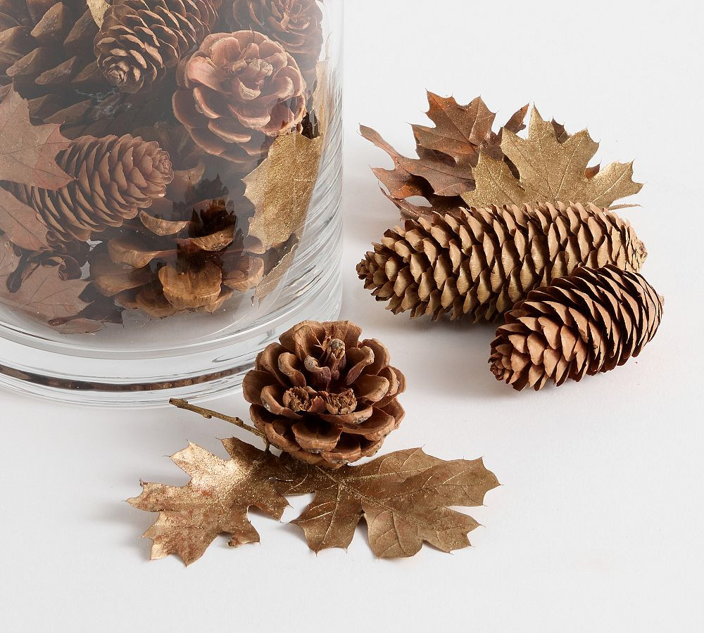 Foil Leaves & Pinecone Vase Filler | Pottery Barn (US)