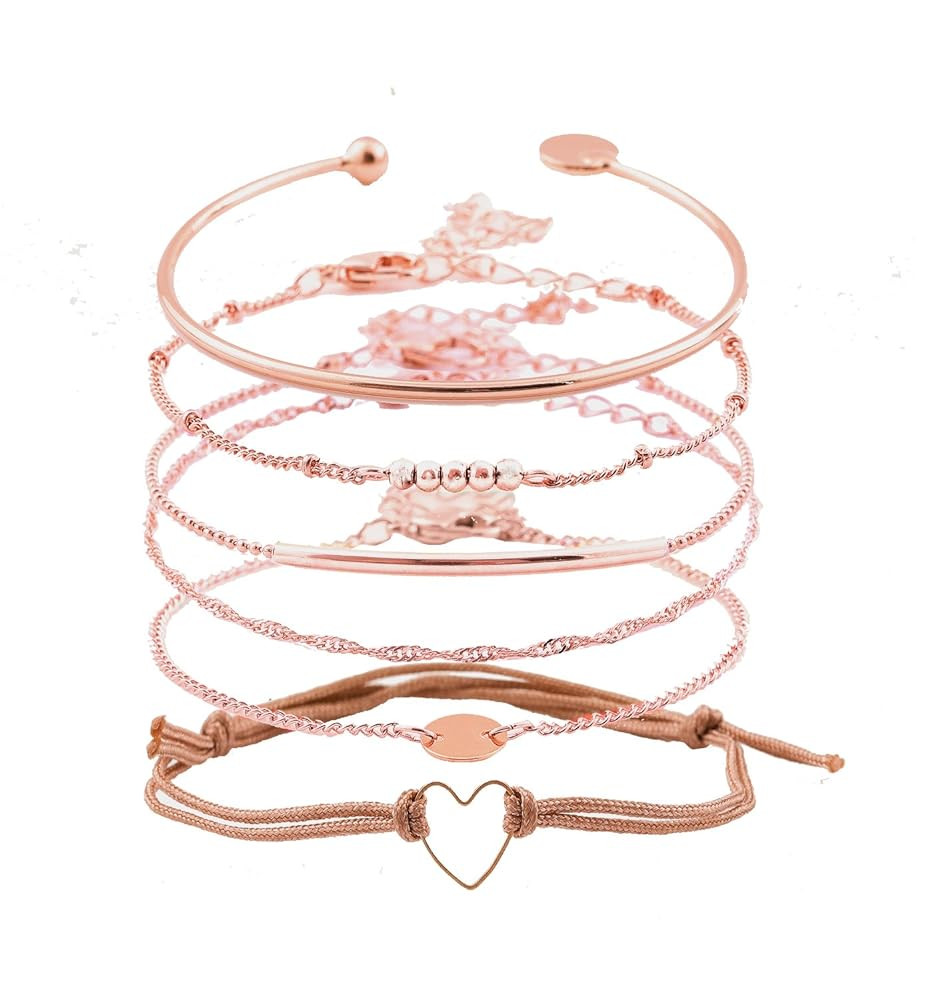 Layered Bracelet Set Assorted Beaded Bracelet Multiple Stackable Wrap Bangle Jewelry Adjustable | Amazon (US)