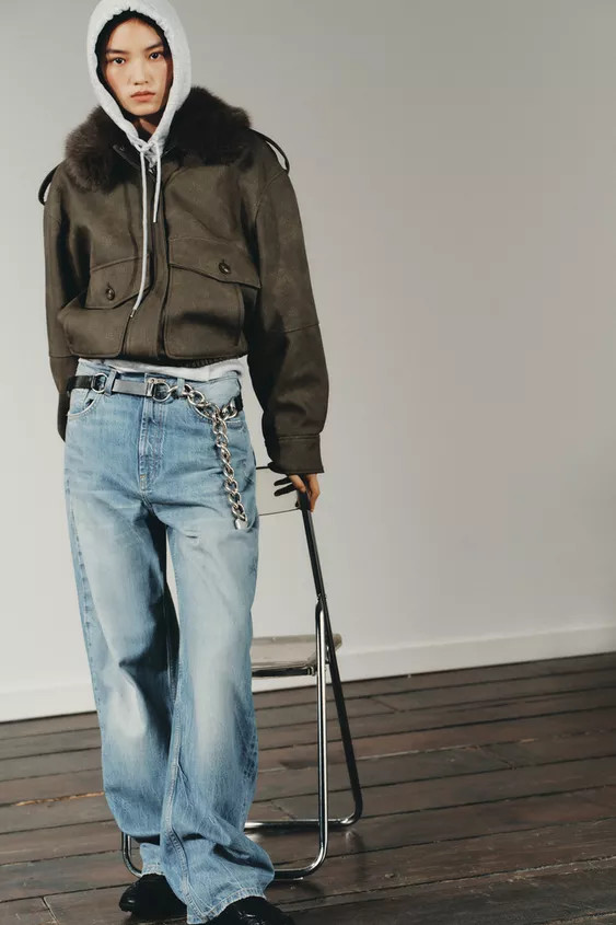 REMOVABLE COLLAR FAUX SUEDE JACKET | Zara US