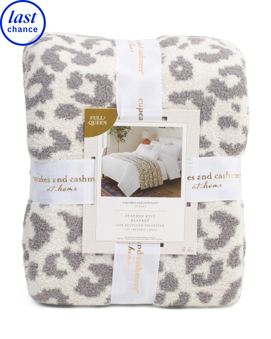 Leopard Print Feather Knit Blanket | Bed & Bath | Marshalls | Marshalls