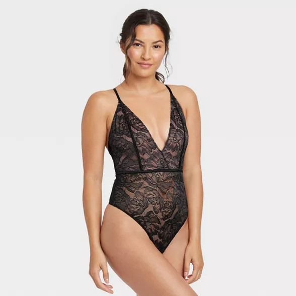 Women's V-Neck Lace Bodysuit - Auden™ | Target