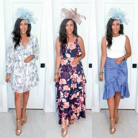Derby Party outfit ideas with fascinators! Ruffle skirts & printed dresses.



#LTKstyletip #LTKshoecrush #LTKover40