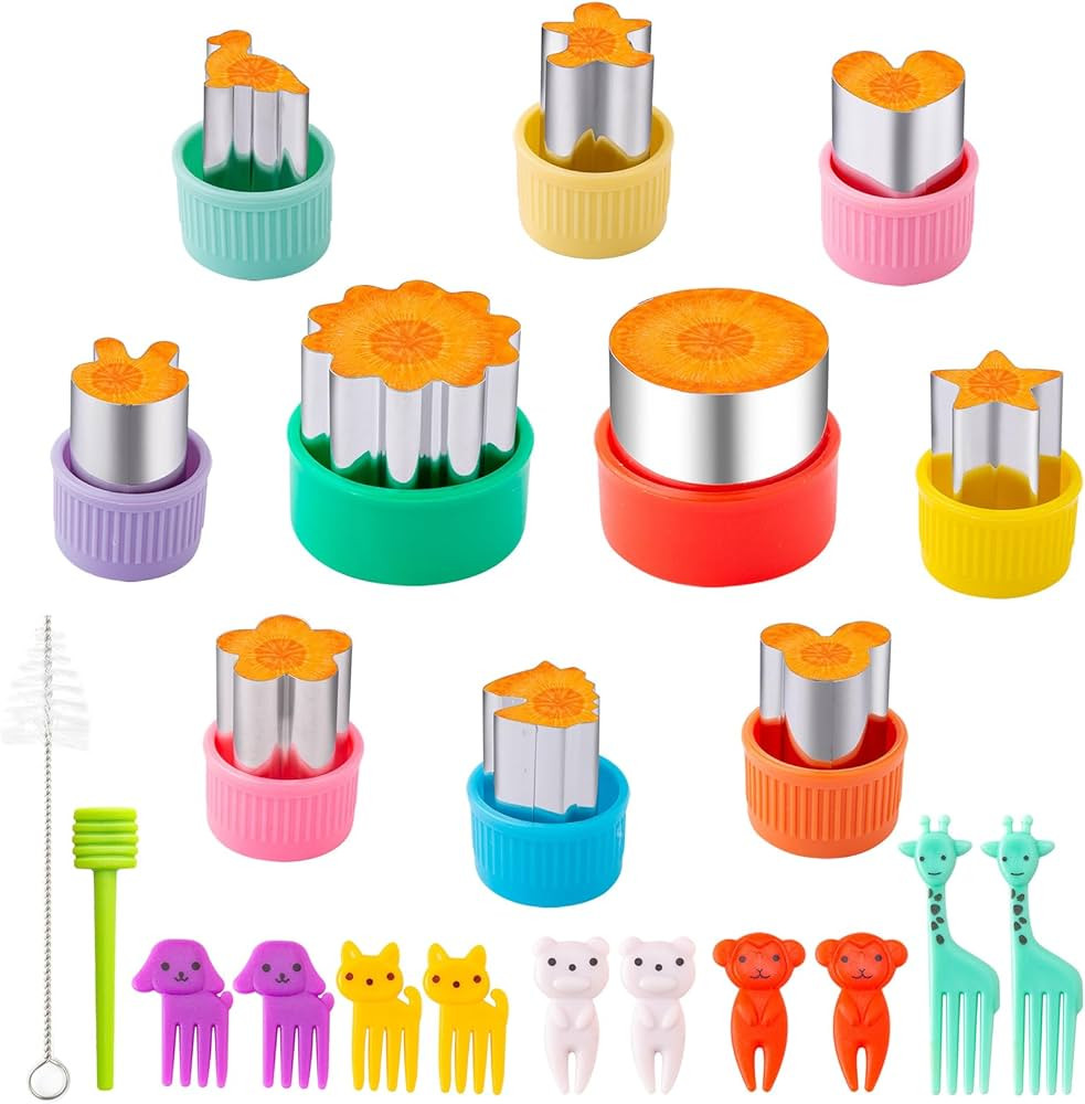 Fruit Cutters Shapes for Kids 22 Pcs, Mini Cookie Cutters Set, Vegetable Cutter with Food Picks | Amazon (US)