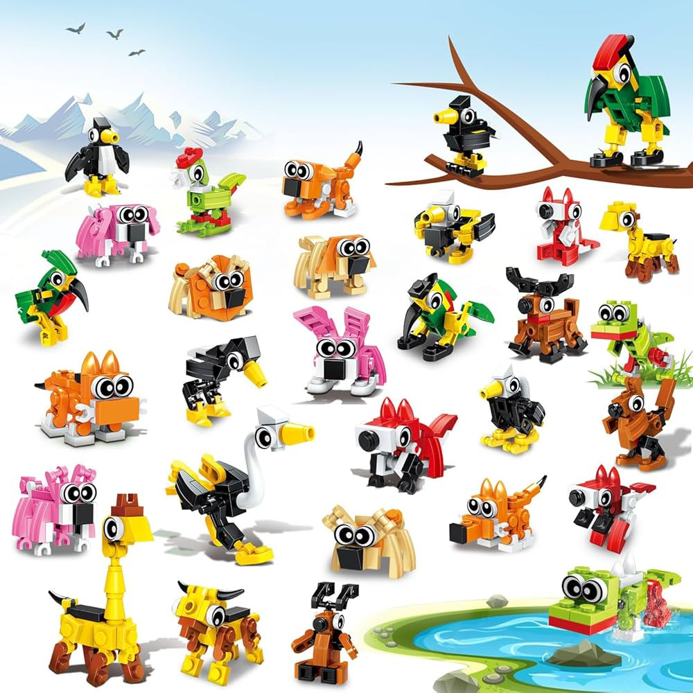 Party Favors for Kids- 20 Pack Animals Building Blocks Toy, Goody Bags Stuffers, Small Toys for K... | Amazon (US)