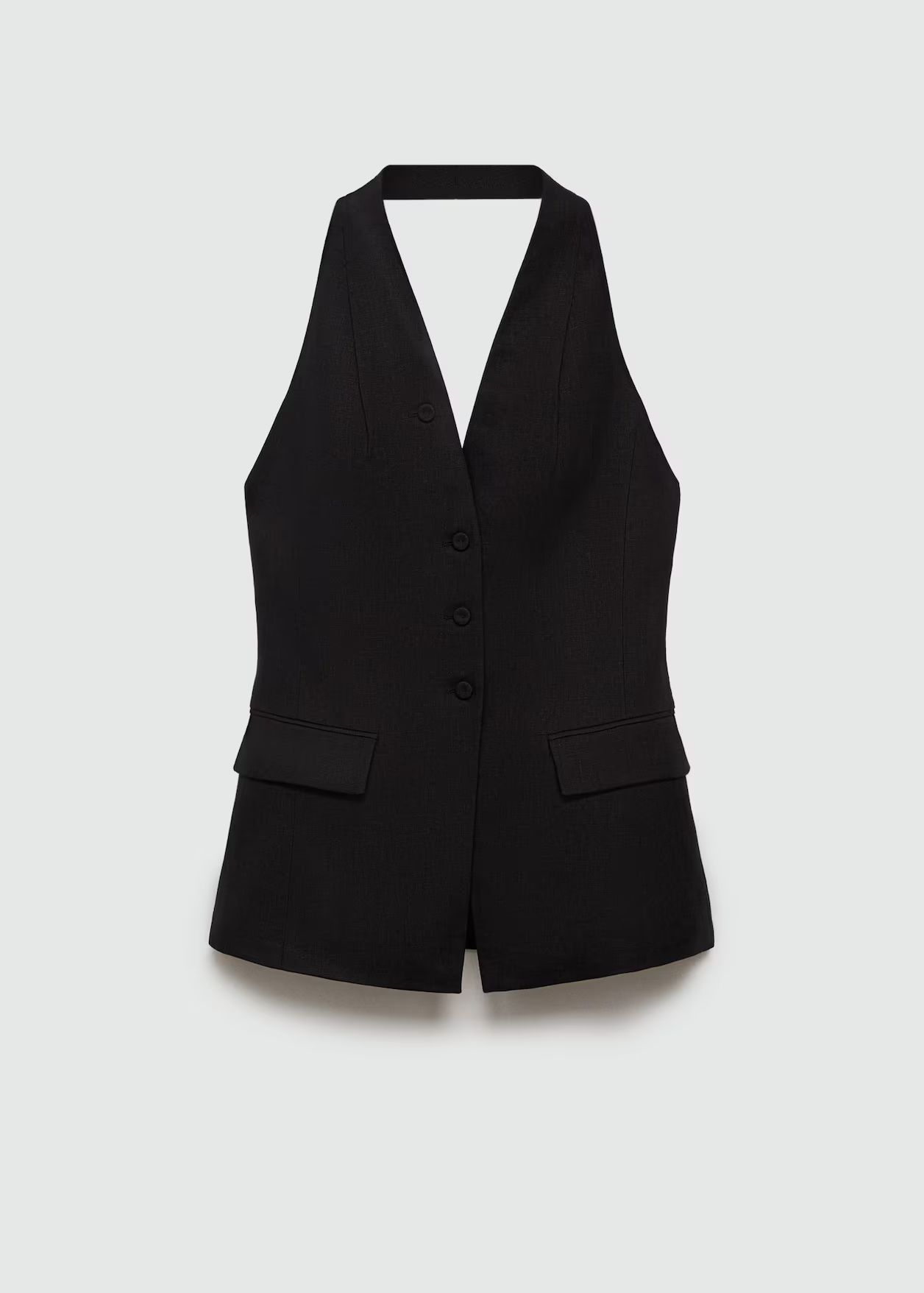 Halter neck linen vest -  Women | Mango USA | MANGO (US)