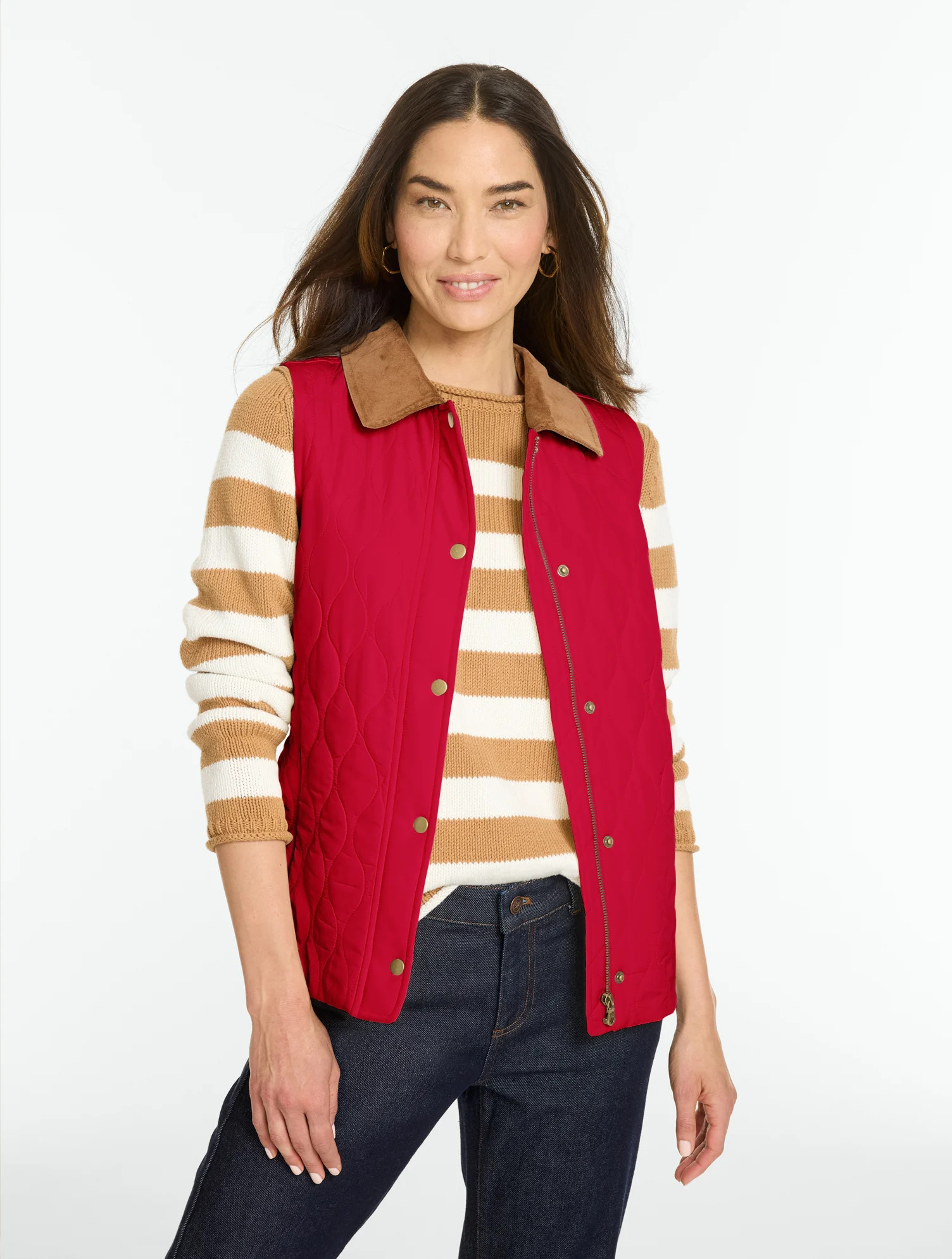 Plus Petite - Quilted Vest - Ivory - 3X Talbots | Talbots